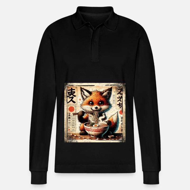 Ramen Fuchs - Stanley/Stella Unisex Bio-Langarm-Poloshirt Prepster - Schwarz