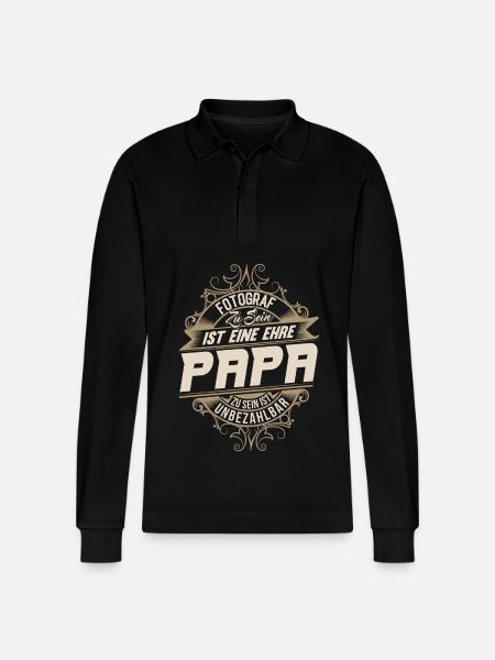 Fotograf Papa - Stanley/Stella Unisex Bio-Langarm-Poloshirt Prepster - Schwarz
