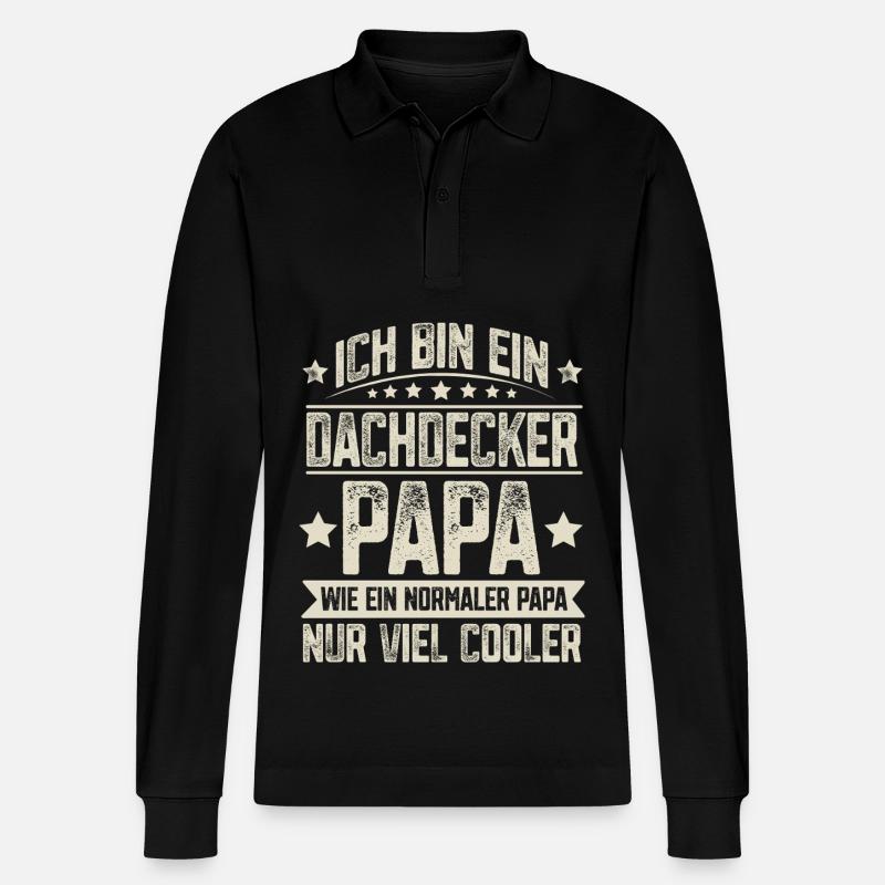 Dachdecker Papa - Stanley/Stella Unisex Bio-Langarm-Poloshirt Prepster - Schwarz