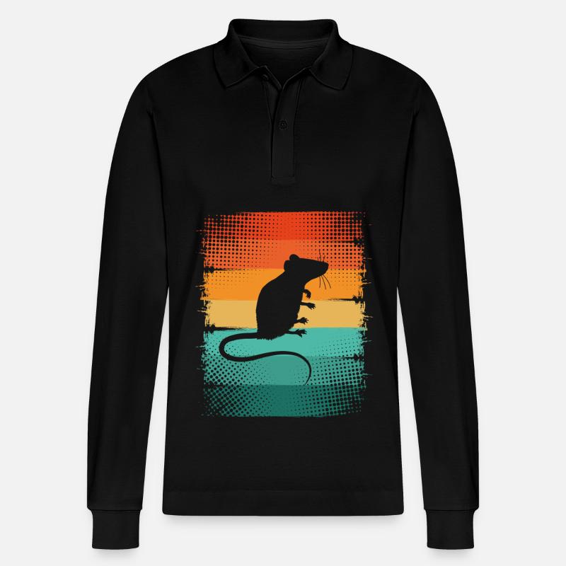 Ratte - Stanley/Stella Unisex Bio-Langarm-Poloshirt Prepster - Schwarz