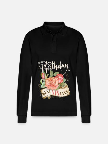 Gelukkige verjaardag, verjaardag Zus Zus - Stanley/Stella uniseks bio poloshirt met lange mouwen Prepster - zwart