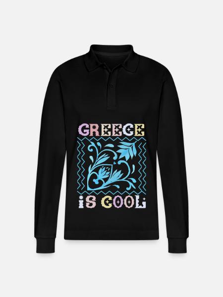 Greece, saying, Greece-Is-Cool, ornament - Stanley/Stella Organic Unisex Long-Sleeved Polo Shirt Prepster - black