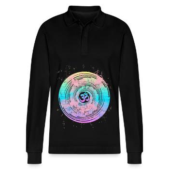 Om-Symbol Om-Zeichen, Mandala-Om, Yoga-Yogi - Stanley/Stella Unisex Bio-Langarm-Poloshirt Prepster - Schwarz - Vorne - Anna (173cm) & Nico (186cm)