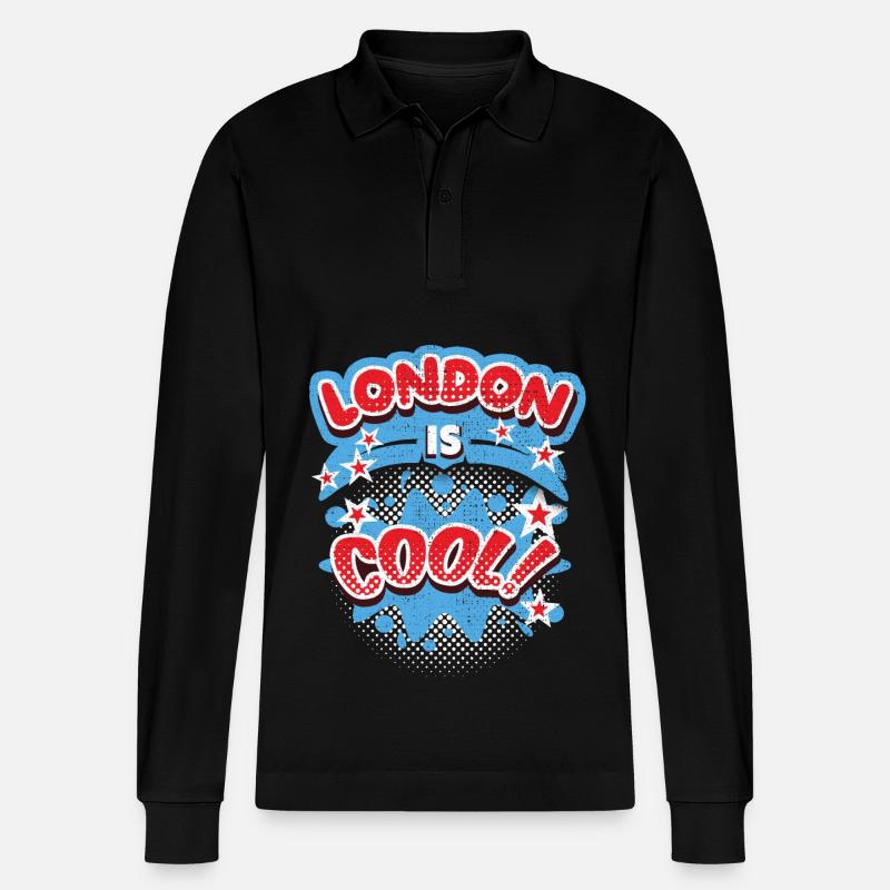 Londres Angleterre, Royaume-Uni Dire Londres-cool - Polo à manches longues bio PREPSTER Stanley/Stella Unisexe - noir
