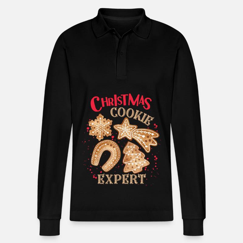 Weihnachtsplätzchen backen, Weihnachten, Lebkuchen - Stanley/Stella Unisex Bio-Langarm-Poloshirt Prepster - Schwarz