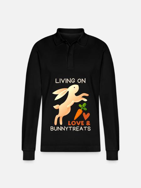 Rabbit, Saying Love-Love Valentine's Day - Stanley/Stella Organic Unisex Long-Sleeved Polo Shirt Prepster - black