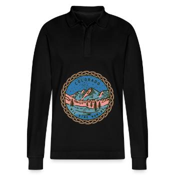 State-of-Colorado, Nil-Sine-Numine, USA - Stanley/Stella Organic Unisex Long-Sleeved Polo Shirt Prepster - black - Front - Anna (173cm) & Nico (186cm)