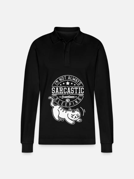 Sarkazm śmieszne powiedzenie z kotem, introwertykiem - Ekologiczna koszulka polo z długim rękawem typu unisex Stanley/Stella Prepster - czarny