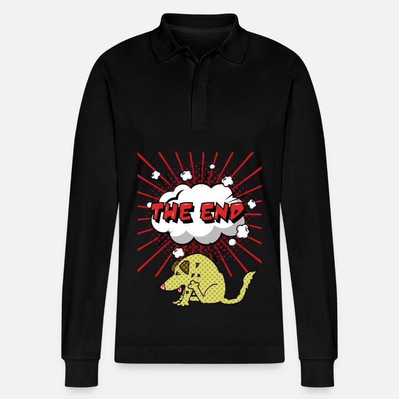 Comic-Dog, Comic-Hund, lustiger Comicstrip - Stanley/Stella Unisex Bio-Langarm-Poloshirt Prepster - Schwarz