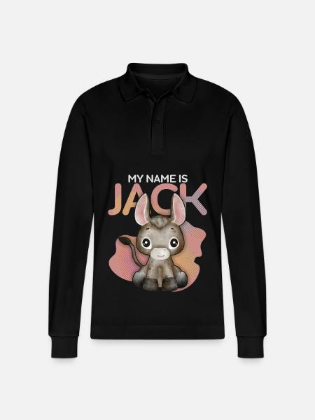 Donkey, Jack-Donkey, funny saying My-Name-Is-Jack - Stanley/Stella Organic Unisex Long-Sleeved Polo Shirt Prepster - black
