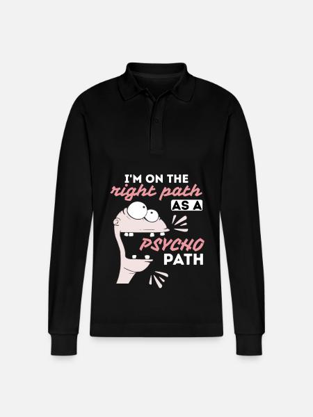 Comic Psychopath, funny saying - Stanley/Stella Organic Unisex Long-Sleeved Polo Shirt Prepster - black
