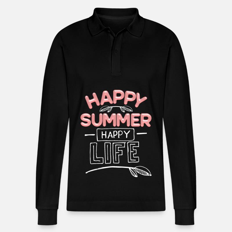 Été été, Happy-Summer Dicton - Polo à manches longues bio PREPSTER Stanley/Stella Unisexe - noir