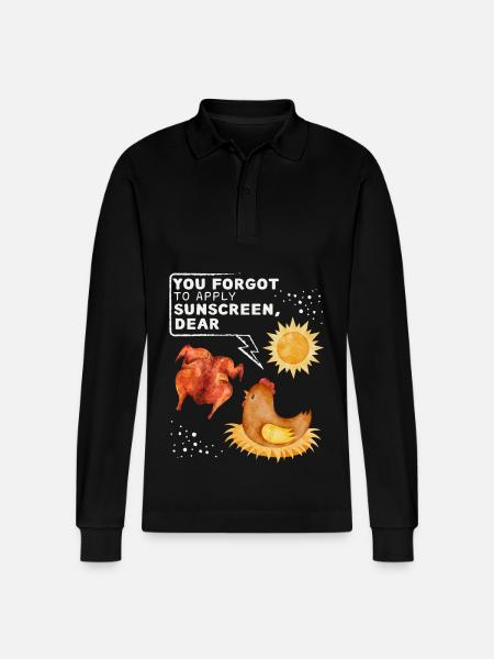 Sjovt kylling siger, kylling vittighed solbadning - Stanley/Stella Prepster økologisk unisex langærmet poloshirt - sort