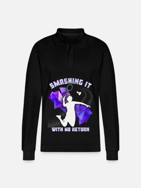 badminton, badminton player, badminton saying - Stanley/Stella Organic Unisex Long-Sleeved Polo Shirt Prepster - black
