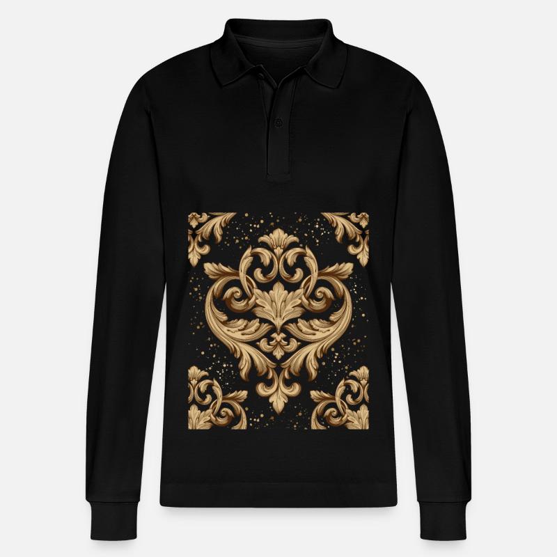 Barock, Barock-Design, Baroque Boho-Ornament - Stanley/Stella Unisex Bio-Langarm-Poloshirt Prepster - Schwarz