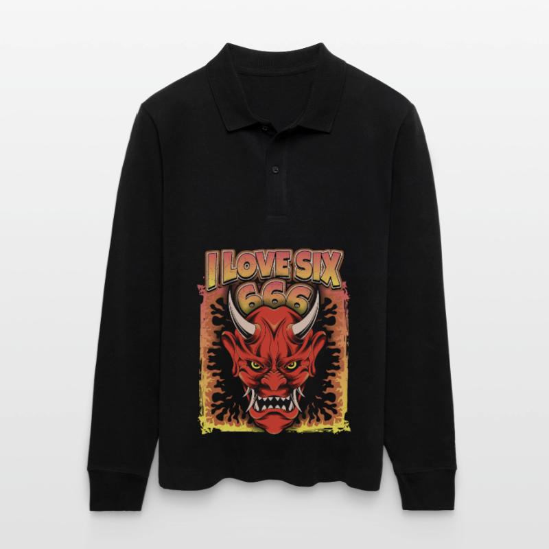 Devil-Devil, Satan Saying 666 Stanley/Stella Organic Unisex Long-Sleeved Polo Shirt Prepster
