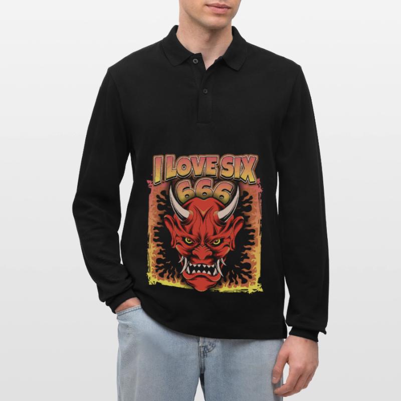 Devil-Devil, Satan Saying 666 Stanley/Stella Organic Unisex Long-Sleeved Polo Shirt Prepster