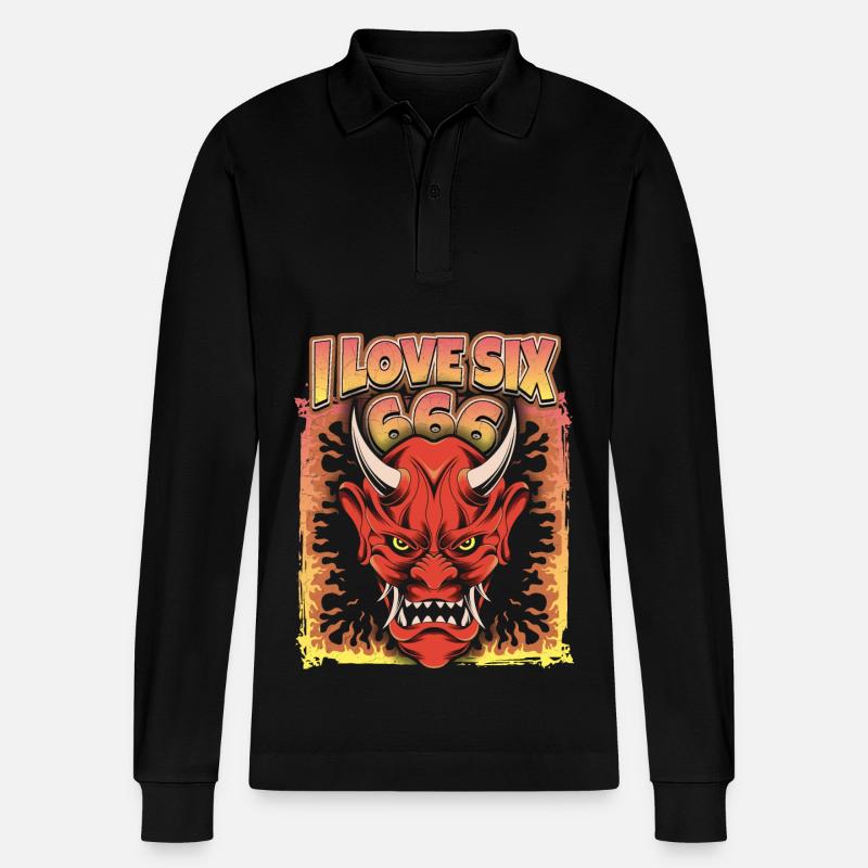 Devil-Devil, Satan Saying 666 - Stanley/Stella Organic Unisex Long-Sleeved Polo Shirt Prepster - black