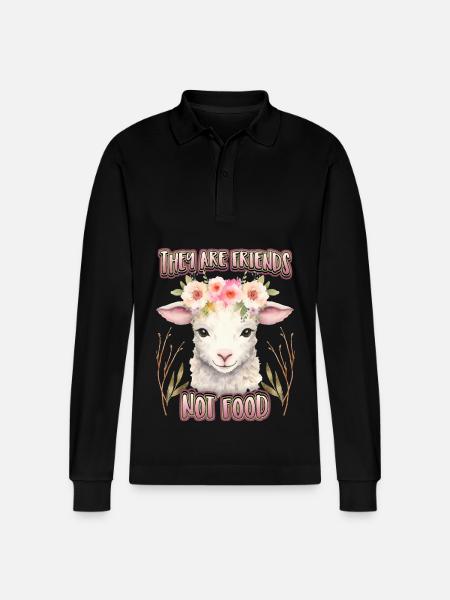 Schaf Schäfchen lustiger Spruch für Veganer - Stanley/Stella Unisex Bio-Langarm-Poloshirt Prepster - Schwarz