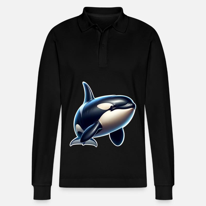 Orca Schwertwal - Stanley/Stella Unisex Bio-Langarm-Poloshirt Prepster - Schwarz