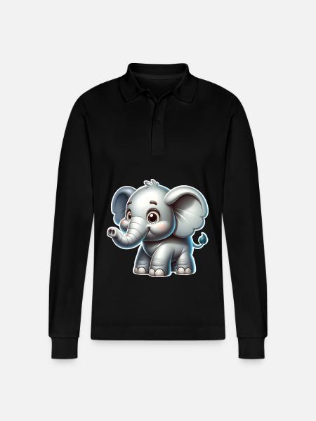 Éléphant - Polo à manches longues bio PREPSTER Stanley/Stella Unisexe - noir
