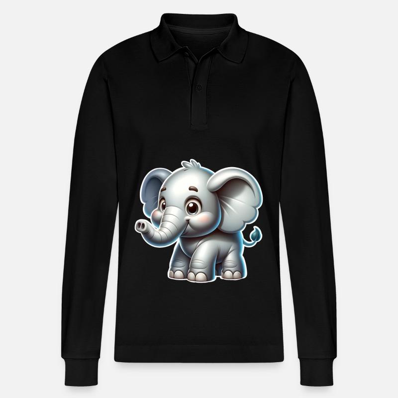Elefant - Stanley/Stella Unisex Bio-Langarm-Poloshirt Prepster - Schwarz