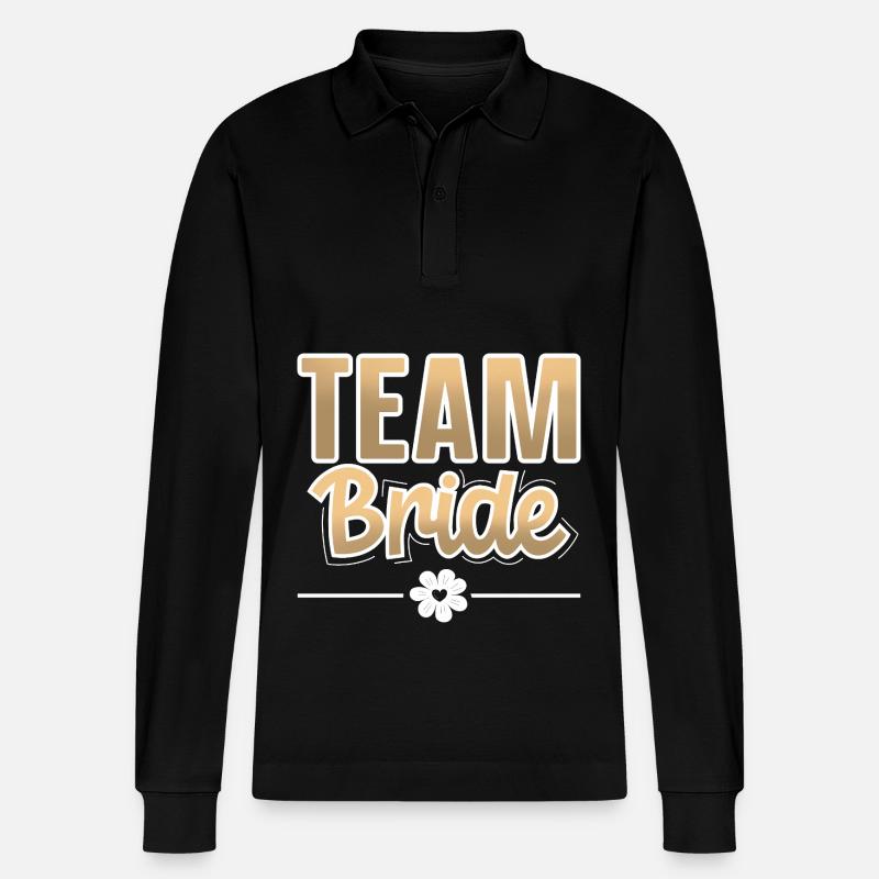 Team Bride - Stanley/Stella Unisex Bio-Langarm-Poloshirt Prepster - Schwarz