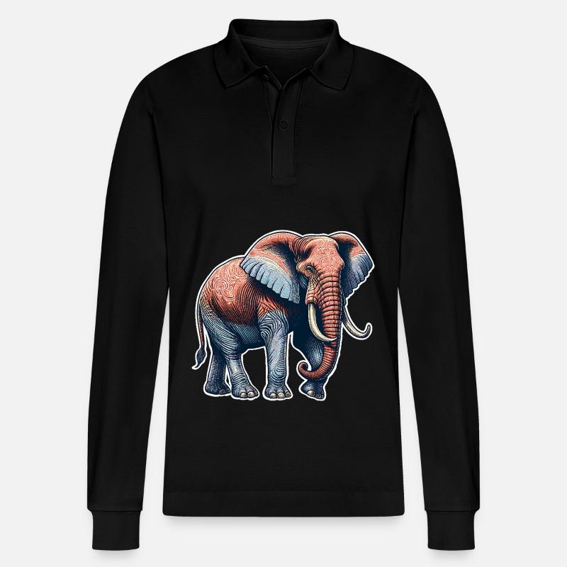 Elefant - Stanley/Stella Unisex Bio-Langarm-Poloshirt Prepster - Schwarz