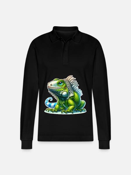 Iguana - Stanley/Stella Organic Unisex Long-Sleeved Polo Shirt Prepster - black