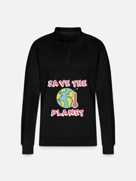 Climate change Climate protection - Stanley/Stella Organic Unisex Long-Sleeved Polo Shirt Prepster - black