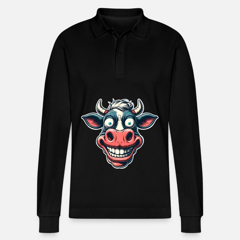 Kuh - Stanley/Stella Unisex Bio-Langarm-Poloshirt Prepster - Schwarz
