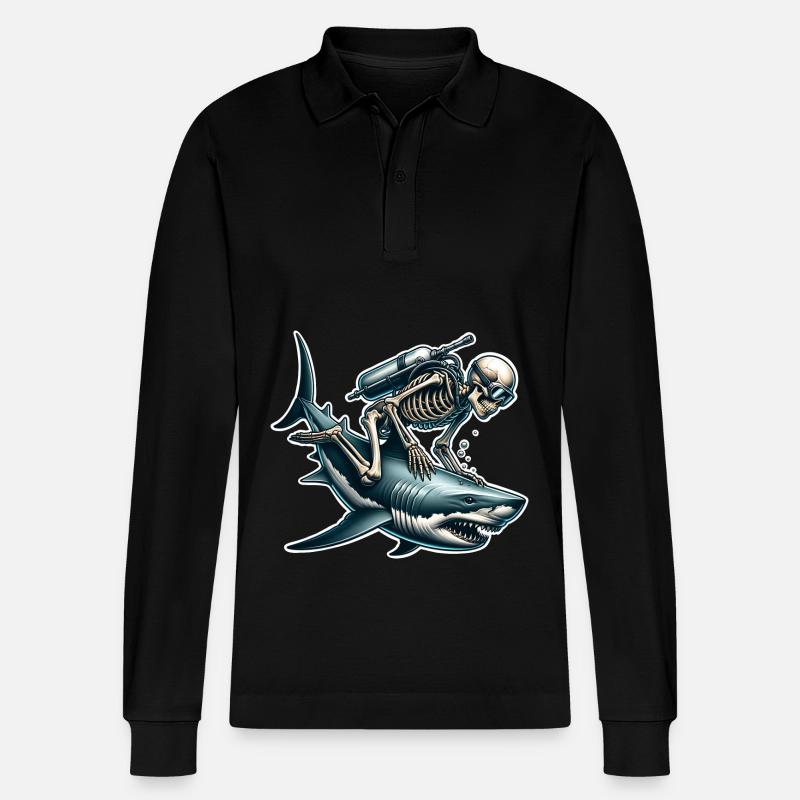 Tauchen Taucher - Stanley/Stella Unisex Bio-Langarm-Poloshirt Prepster - Schwarz