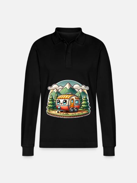 Camping Camper Wohnwagen Kinder - Stanley/Stella Unisex Bio-Langarm-Poloshirt Prepster - Schwarz