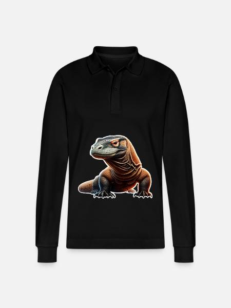 Komodo Dragon - Stanley/Stella Organic Unisex Long-Sleeved Polo Shirt Prepster - black