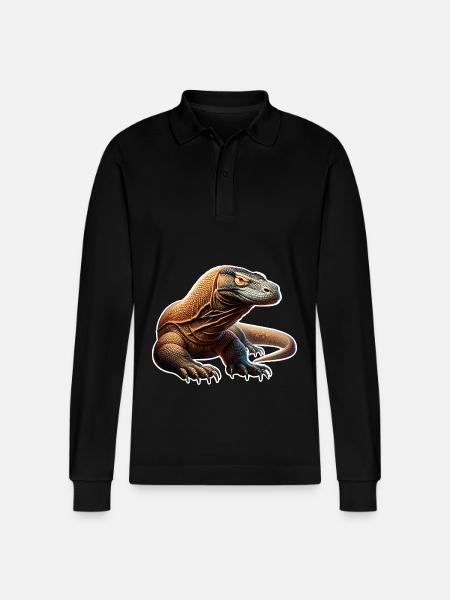 Komodo Dragon - Stanley/Stella Unisex Bio-Langarm-Poloshirt Prepster - Schwarz