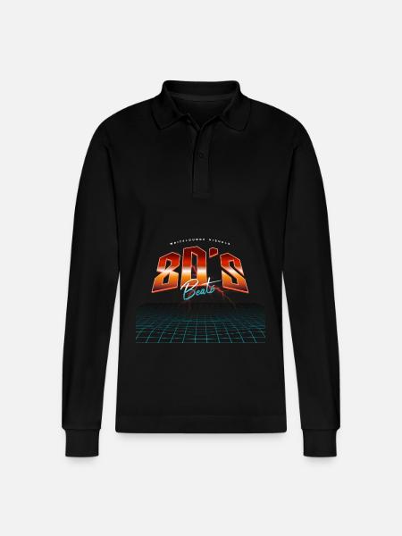 Neon Synthwave 80s Beats - Stanley/Stella Organic Unisex Long-Sleeved Polo Shirt Prepster - black