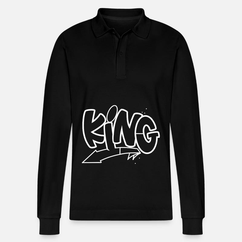 King - Stanley/Stella Unisex Bio-Langarm-Poloshirt Prepster - Schwarz