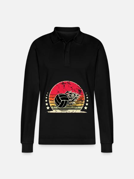 Volleyball - Stanley/Stella Organic Unisex Long-Sleeved Polo Shirt Prepster - black