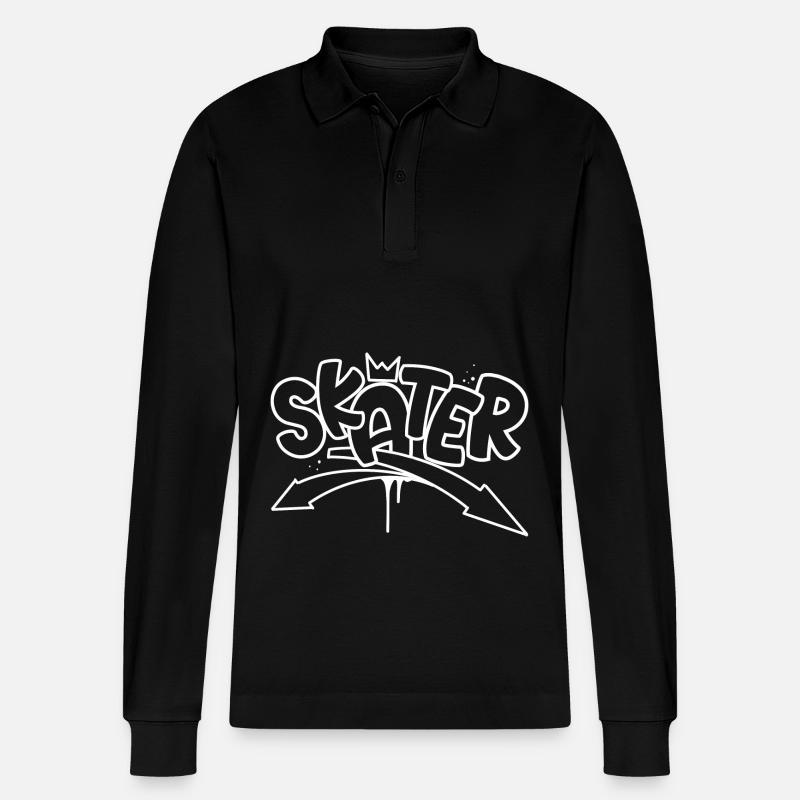 Skater Graffiti Skateboard - Polo à manches longues bio PREPSTER Stanley/Stella Unisexe - noir