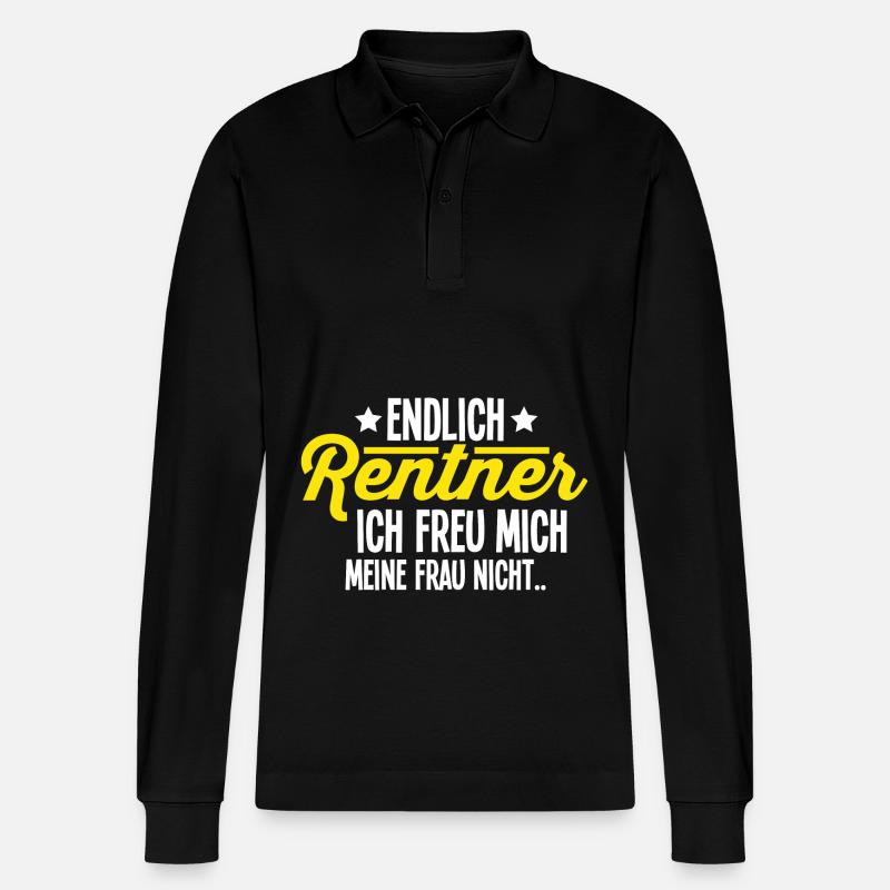 Rentner - Stanley/Stella Unisex Bio-Langarm-Poloshirt Prepster - Schwarz