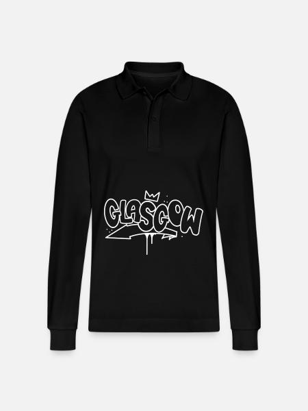 Glasgow Graffiti - Stanley/Stella Organic Unisex Long-Sleeved Polo Shirt Prepster - black
