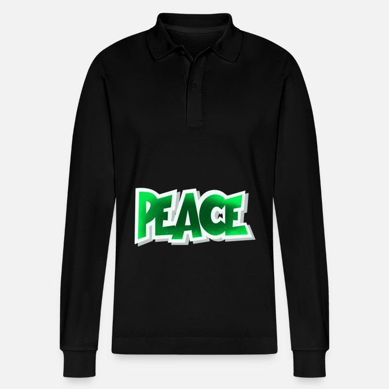 Peace - Stanley/Stella Unisex Bio-Langarm-Poloshirt Prepster - Schwarz