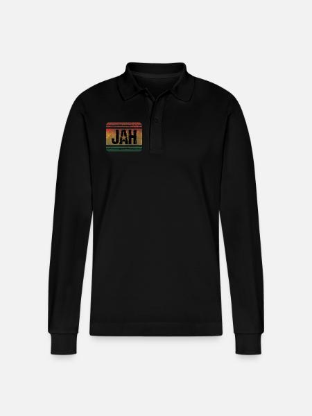 Jah Reggae - Stanley/Stella Organic Unisex Long-Sleeved Polo Shirt Prepster - black