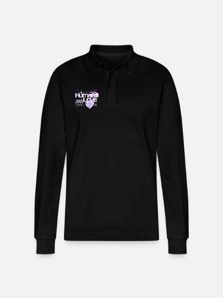 Menschen Liebe - Stanley/Stella Unisex Bio-Langarm-Poloshirt Prepster - Schwarz