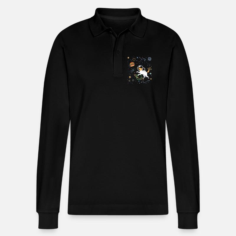 Space Explorer mit Astronaut Fox - Stanley/Stella Unisex Bio-Langarm-Poloshirt Prepster - Schwarz