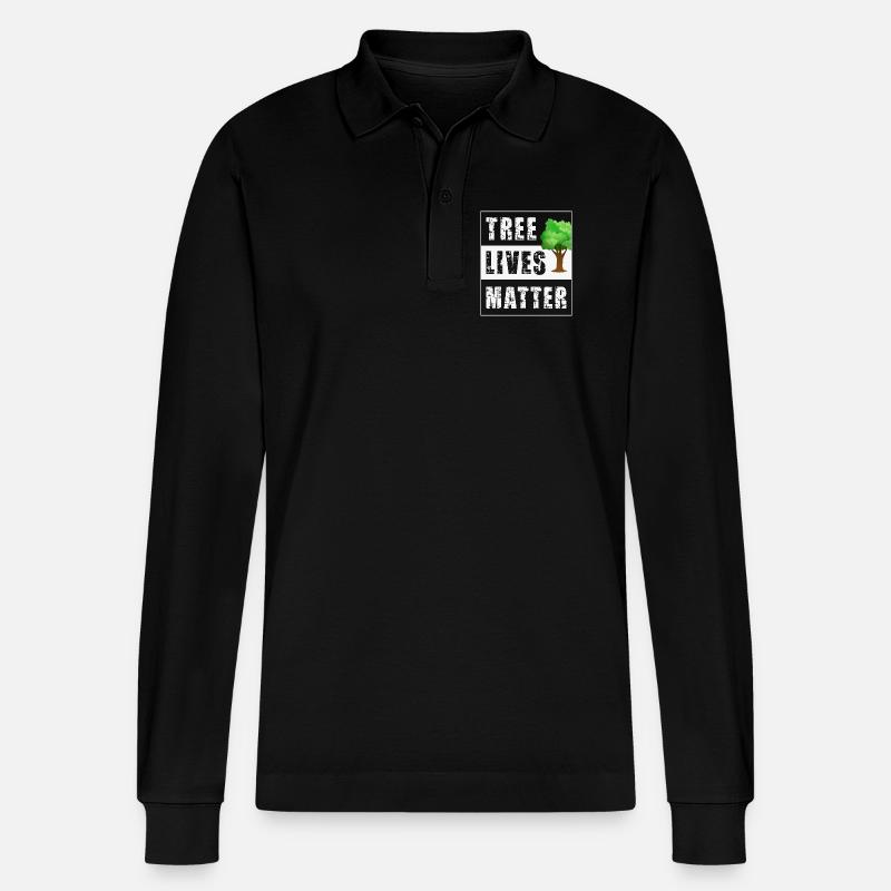 Baum Bäume - Stanley/Stella Unisex Bio-Langarm-Poloshirt Prepster - Schwarz