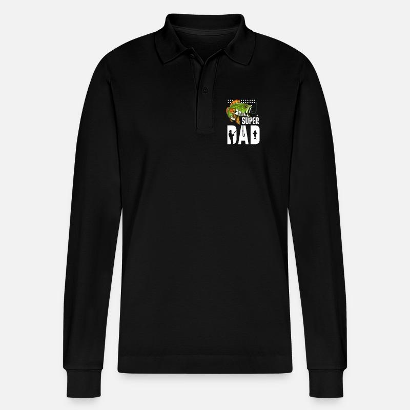 Super Dad Pêche Poisson Géant - Polo à manches longues bio PREPSTER Stanley/Stella Unisexe - noir