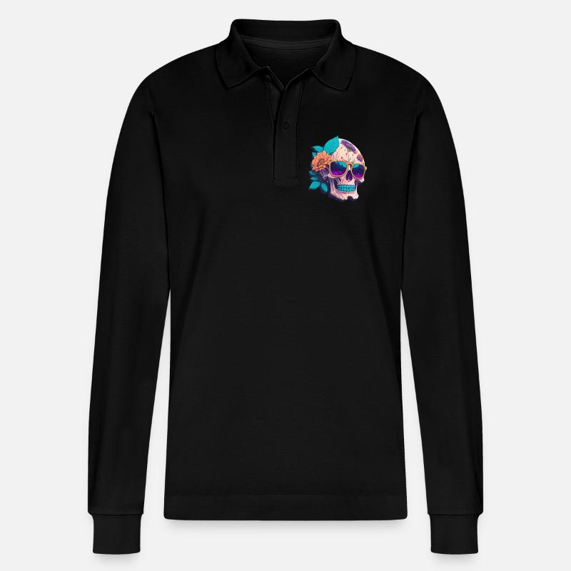 Totenkopf - Stanley/Stella Unisex Bio-Langarm-Poloshirt Prepster - Schwarz
