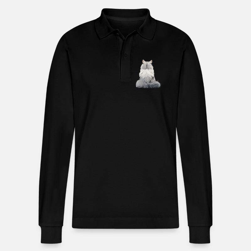 Perserkatze - Stanley/Stella Unisex Bio-Langarm-Poloshirt Prepster - Schwarz