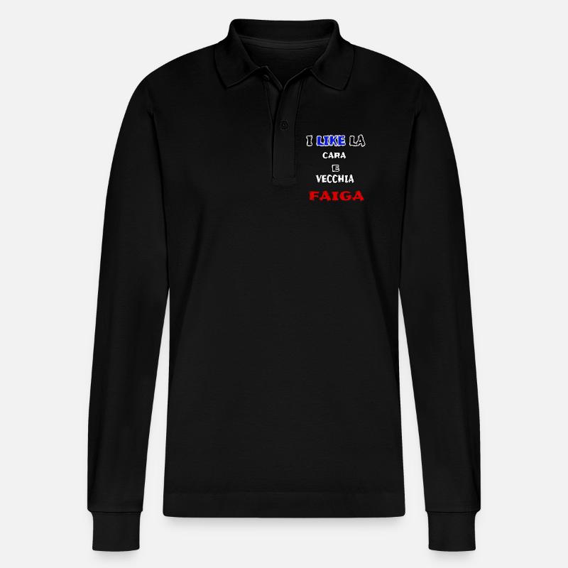 maglia simpatica CARA E VECCHIA FAIGA jerry calà - Polo a manica lunga ecologica unisex Prepster di Stanley/Stella - nero